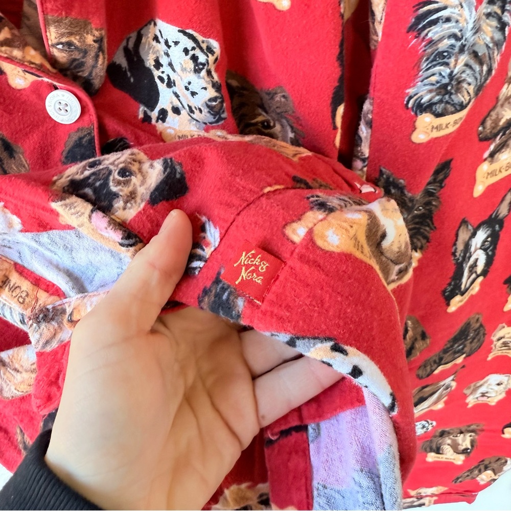 Nick & Nora Dogs Milk-bone Flannel Pajama Set in Red size large - Picture 5 of 9